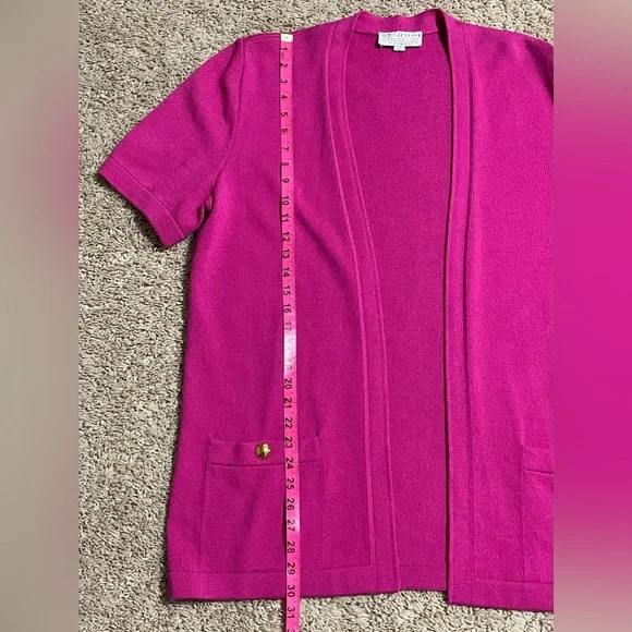 St. John Raspberry Pink 2-Piece Set Knit Sweater & Cardigan Size Large